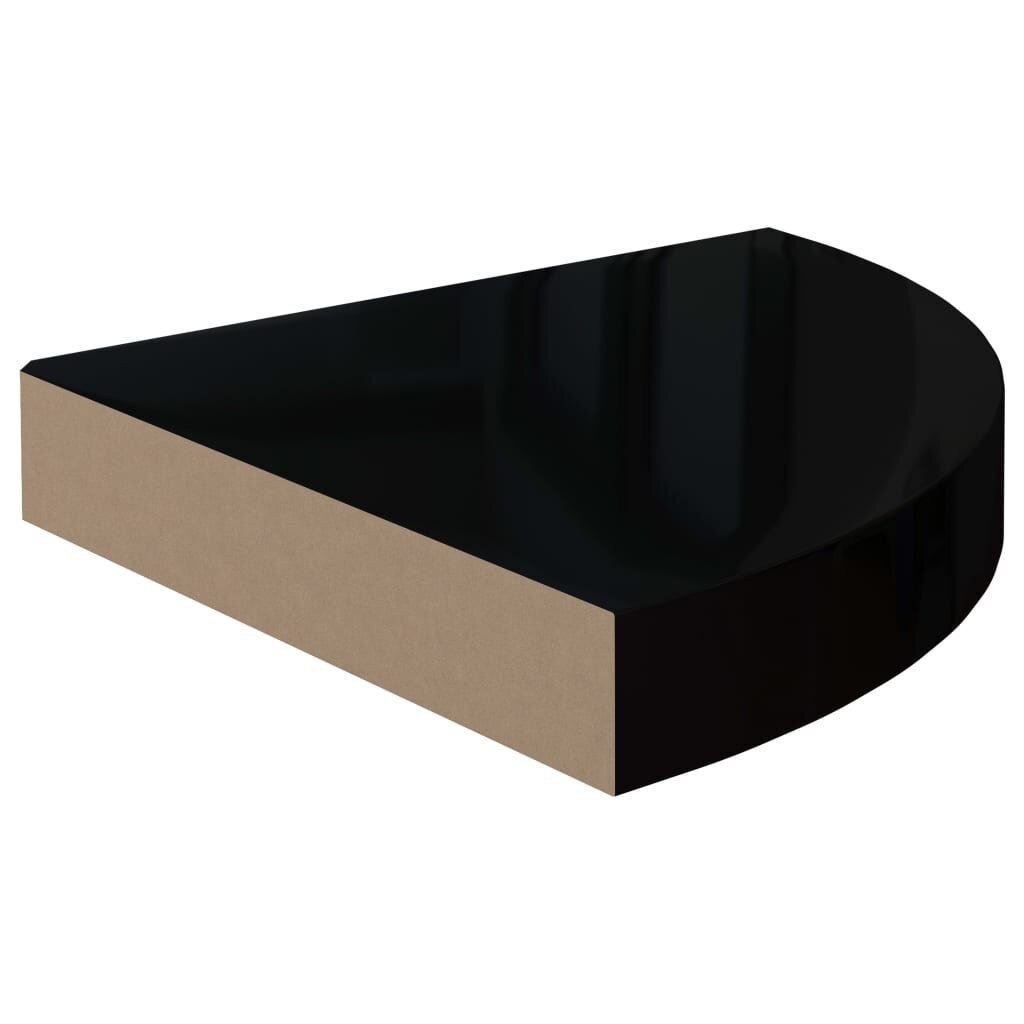 vidaXL Kelluva kulmahylly korkeakiilto musta 25x25x3,8 cm MDF hinta ja tiedot | Hyllyt | hobbyhall.fi