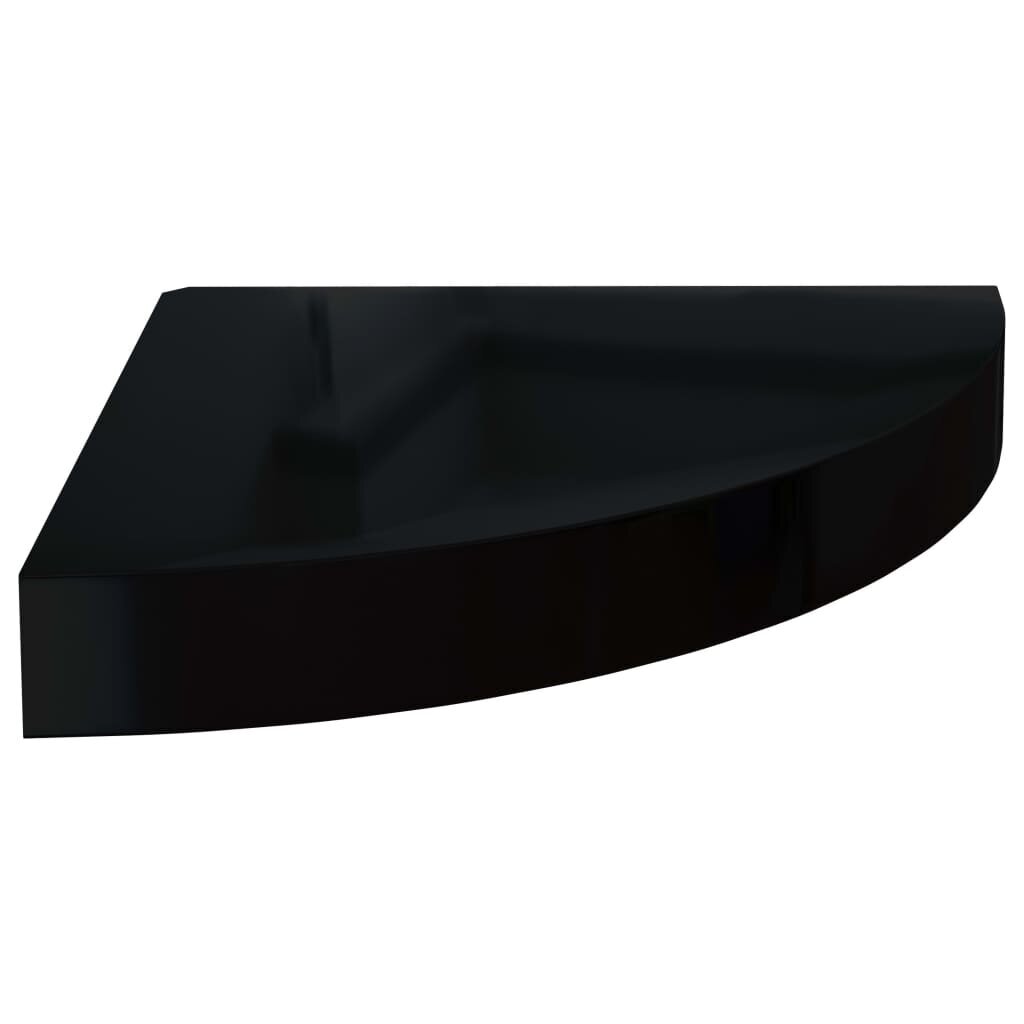 vidaXL Kelluvat kulmahyllyt 2 kpl korkeakiilto musta 25x25x3,8 cm MDF hinta ja tiedot | Hyllyt | hobbyhall.fi