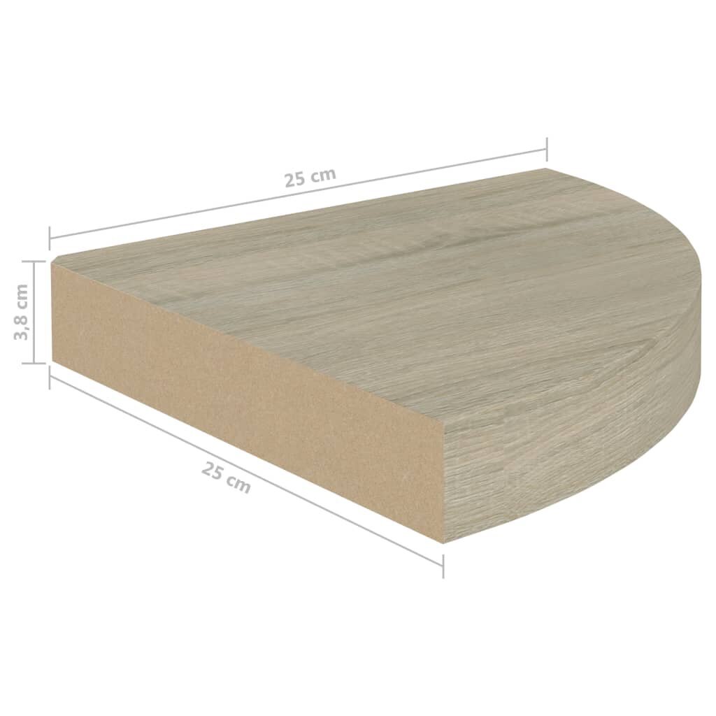 vidaXL Kelluvat kulmahyllyt 2 kpl tammi 25x25x3,8 cm MDF hinta ja tiedot | Hyllyt | hobbyhall.fi