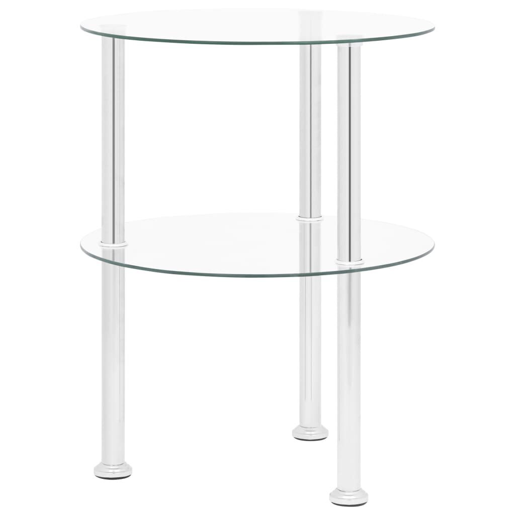 vidaXL 2-kerroksinen sivupöytä läpinäkyvä 38 cm karkaistu lasi hinta ja tiedot | Sohvapöydät | hobbyhall.fi