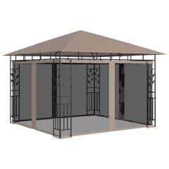 vidaXL Huvimaja hyttysverkolla 3x3x2,73 m harmaanruskea 180 g/m² hinta ja tiedot | Puutarhapaviljongit | hobbyhall.fi