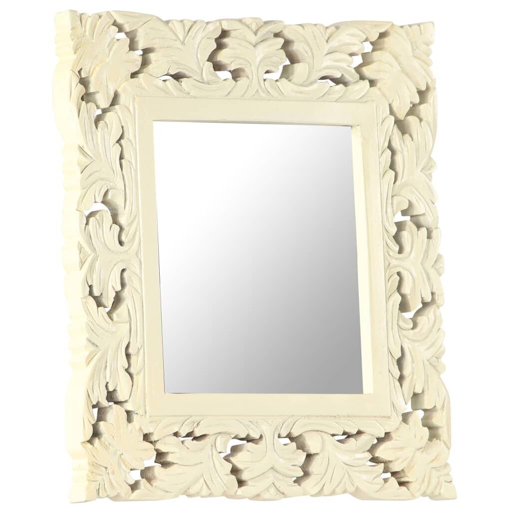 vidaXL Käsinveistetty peili valkoinen 50x50 cm täysi mangopuu hinta ja tiedot | Peilit | hobbyhall.fi