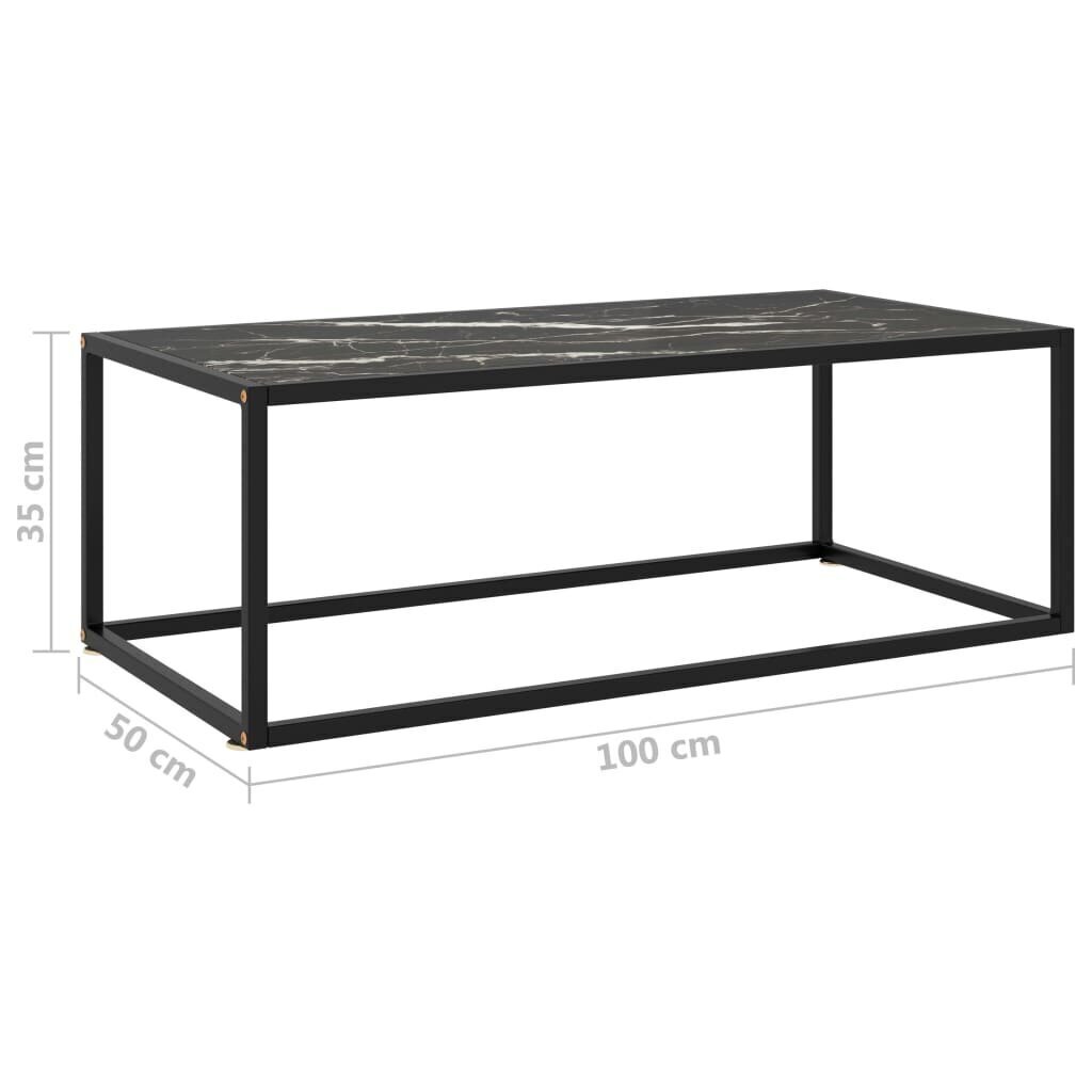 vidaXL Sohvapöytä musta mustalla marmorilasilla 100x50x35 cm hinta ja tiedot | Sohvapöydät | hobbyhall.fi