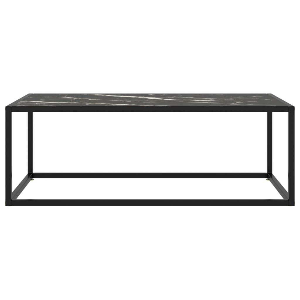 vidaXL Sohvapöytä musta mustalla marmorilasilla 100x50x35 cm hinta ja tiedot | Sohvapöydät | hobbyhall.fi