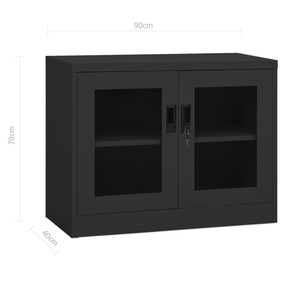 vidaXL Toimistokaappi antrasiitti 90x40x70 cm teräs hinta ja tiedot | Olohuoneen kaapit ja lipastot | hobbyhall.fi