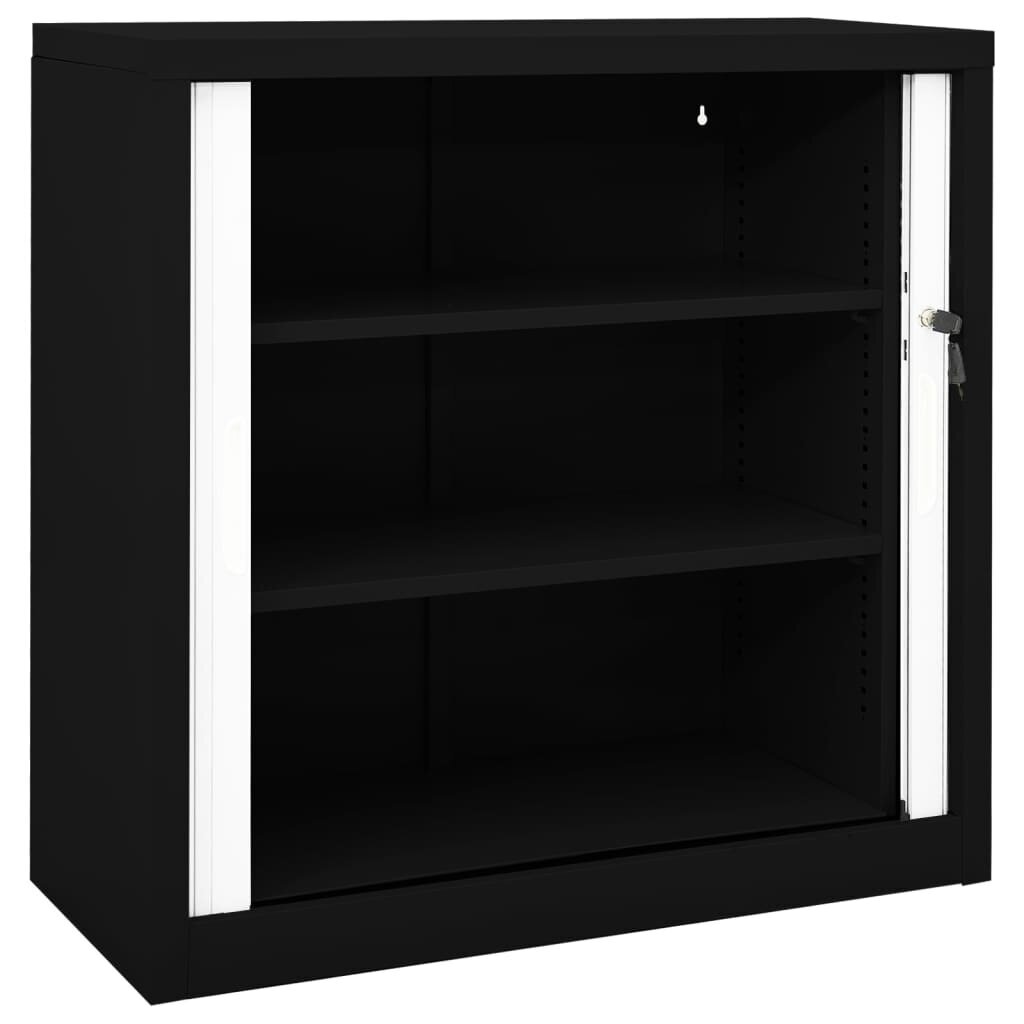 vidaXL Liukuovikaappi musta 90x40x90 cm teräs hinta ja tiedot | Olohuoneen kaapit ja lipastot | hobbyhall.fi