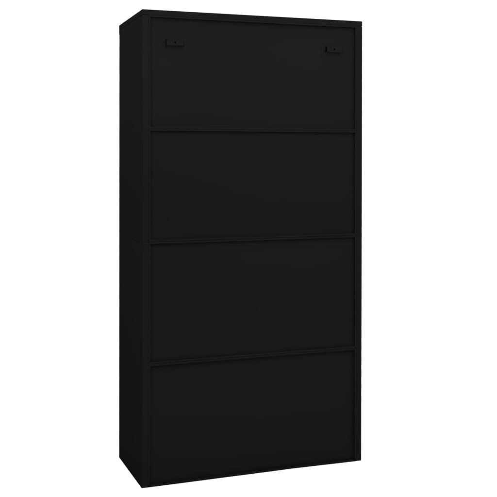 vidaXL Toimistokaappi musta 90x40x180 cm teräs/karkaistu lasi hinta ja tiedot | Olohuoneen kaapit ja lipastot | hobbyhall.fi