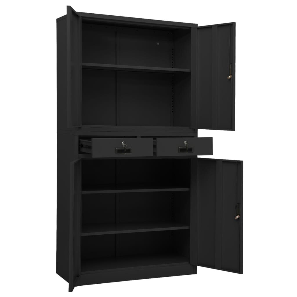 vidaXL Toimistokaappi antrasiitti 90x40x180 cm teräs hinta ja tiedot | Olohuoneen kaapit ja lipastot | hobbyhall.fi