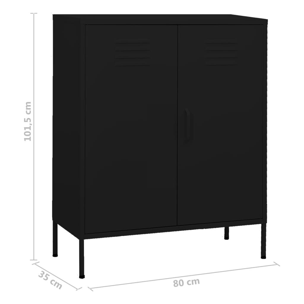 vidaXL Varastokaappi musta 80x35x101,5 cm teräs hinta ja tiedot | Olohuoneen kaapit ja lipastot | hobbyhall.fi