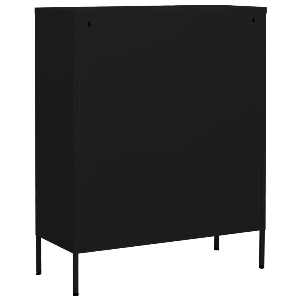 vidaXL Varastokaappi musta 80x35x101,5 cm teräs hinta ja tiedot | Olohuoneen kaapit ja lipastot | hobbyhall.fi