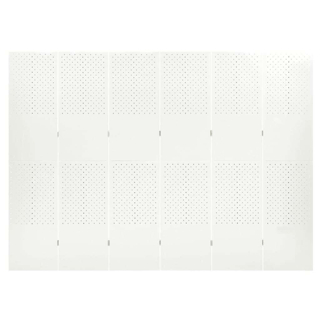 vidaXL 6-Paneelinen Tilanjakaja 240x180 cm valkoinen teräs hinta ja tiedot | Sermit ja tilanjakajat | hobbyhall.fi