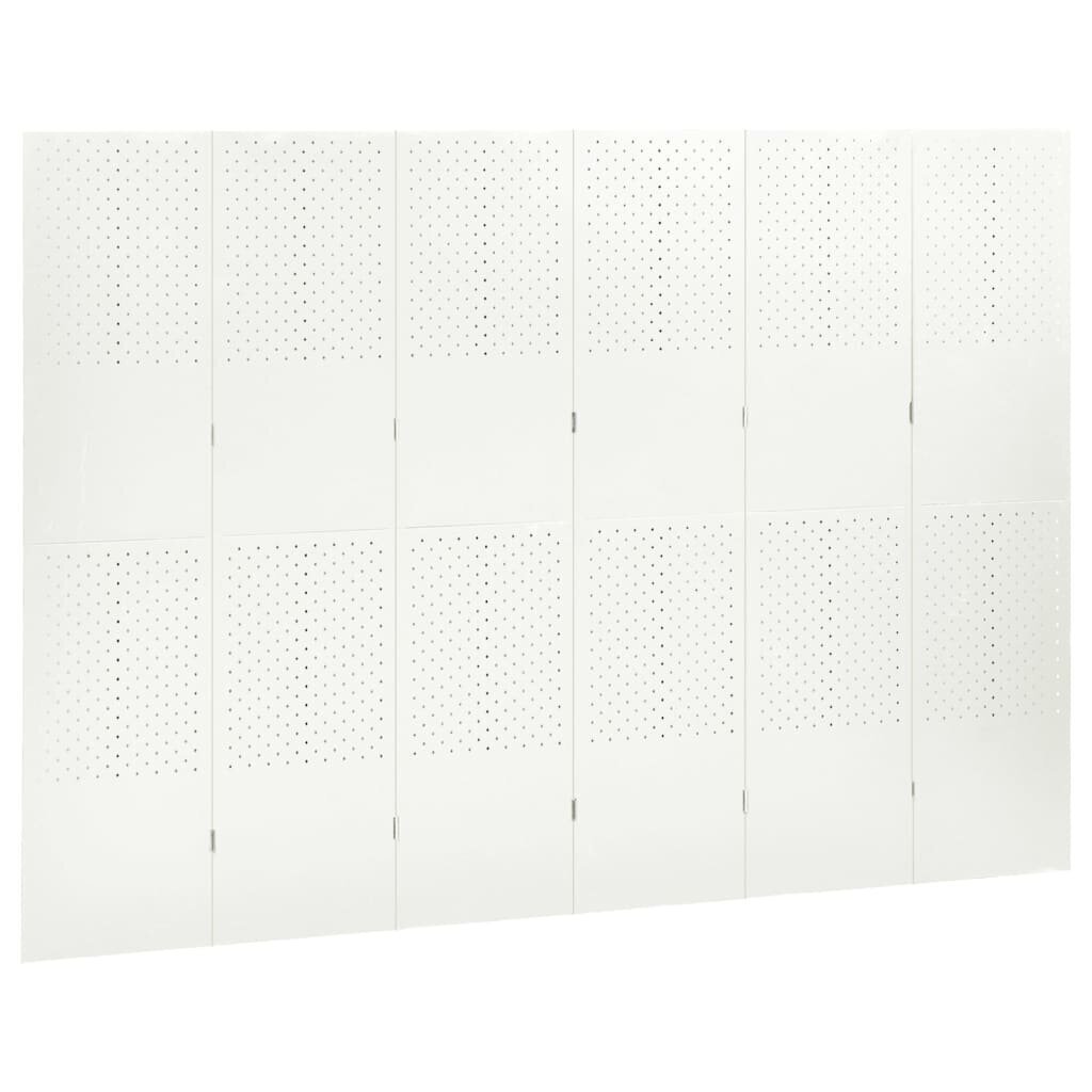 vidaXL 6-Paneelinen Tilanjakaja 240x180 cm valkoinen teräs hinta ja tiedot | Sermit ja tilanjakajat | hobbyhall.fi