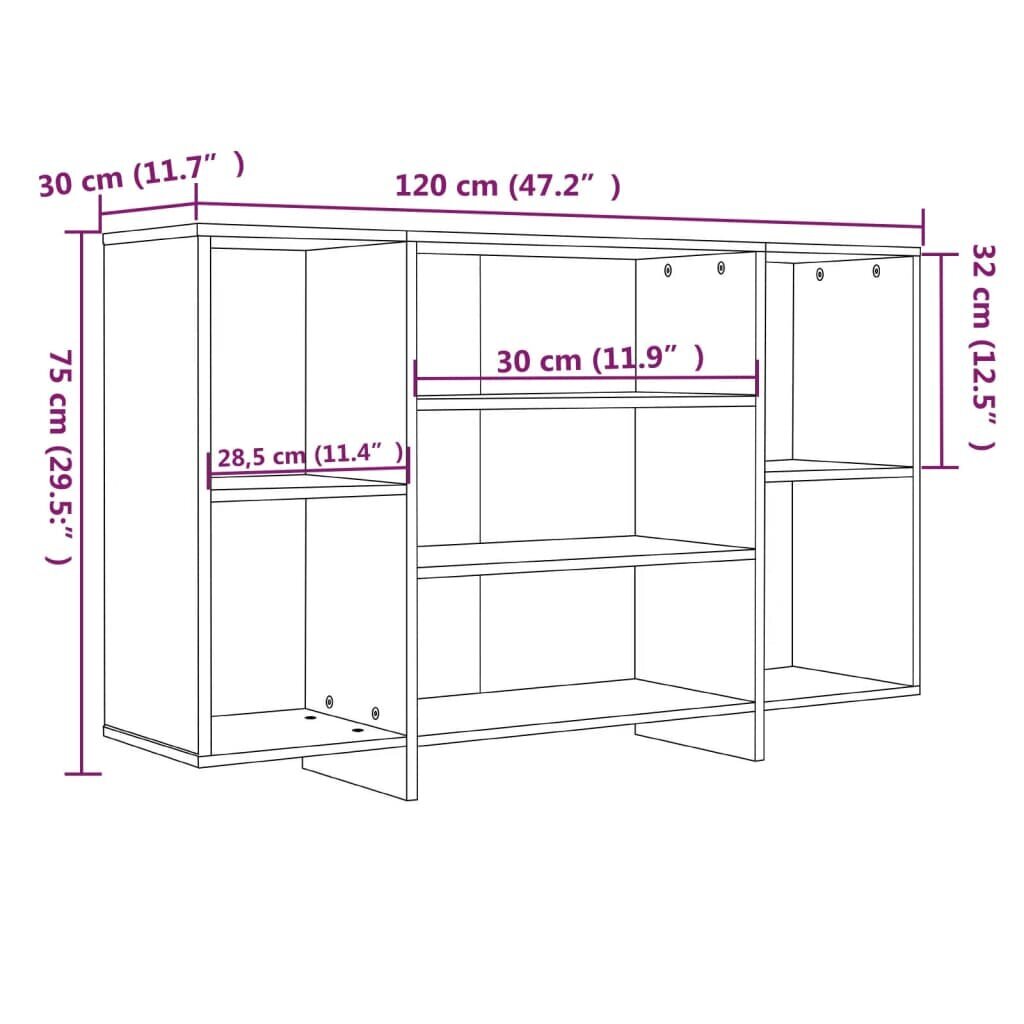 vidaXL Senkki korkeakiilto valkoinen 120x30x75 cm lastulevy hinta ja tiedot | Olohuoneen kaapit ja lipastot | hobbyhall.fi