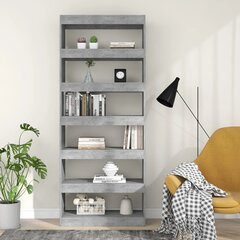 vidaXL Kirjahylly/tilanjakaja betoninharmaa 80x30x198 cm lastulevy hinta ja tiedot | Hyllyt | hobbyhall.fi