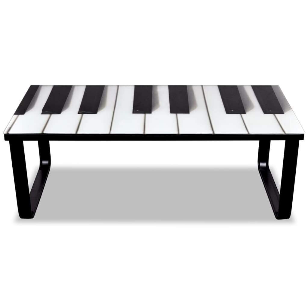 vidaXL Sohvapöytä lasisella pöytälevyllä ja pianokuviolla hinta ja tiedot | Sohvapöydät | hobbyhall.fi