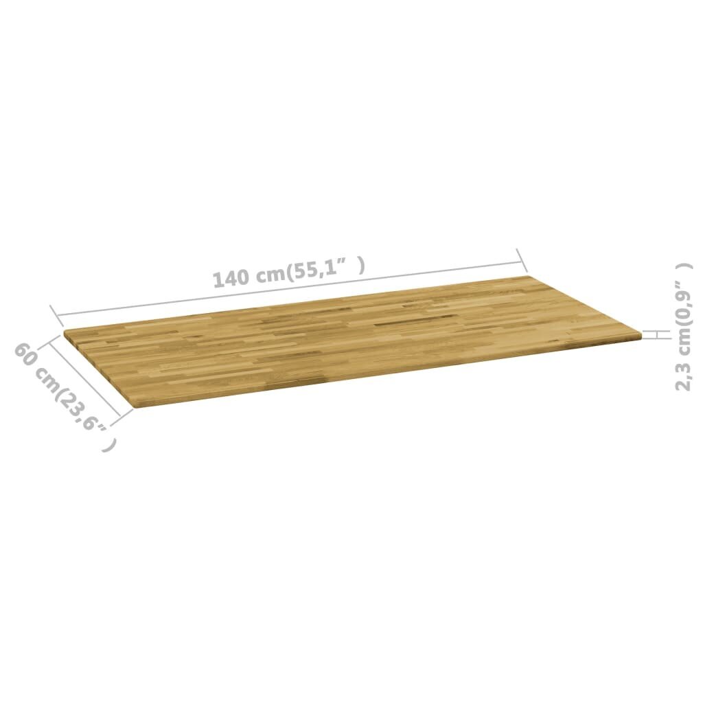 vidaXL Pöytälevy kiinteä tammipuu suorakaide 23 mm 140x60 cm hinta ja tiedot | Työtasot | hobbyhall.fi