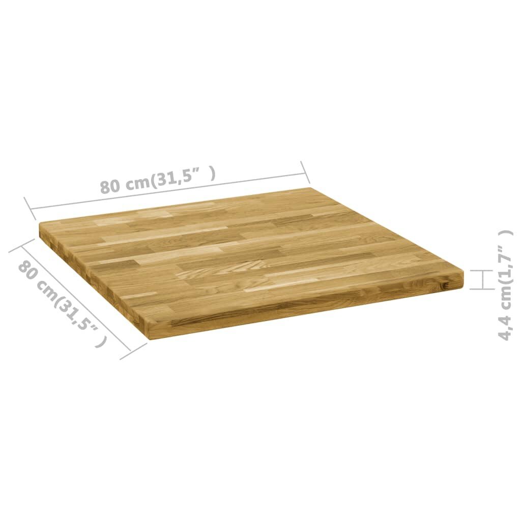 vidaXL Pöytälevy kiinteä tammipuu neliö 44 mm 80x80 cm hinta ja tiedot | Työtasot | hobbyhall.fi