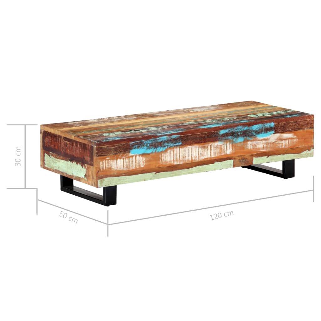 vidaXL Sohvapöytä 120x50x30 cm täysi kierrätetty puu ja teräs hinta ja tiedot | Sohvapöydät | hobbyhall.fi