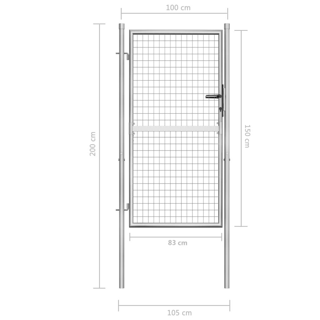 vidaXL Puutarhaportti galvanoitu teräs 105x200 cm hopea hinta ja tiedot | Aidat ja tarvikkeet | hobbyhall.fi