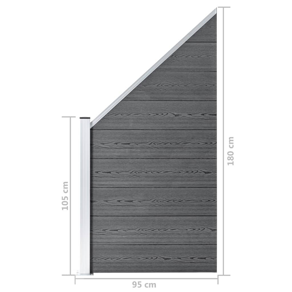 vidaXL Aitapaneeli WPC 95x(105-180) cm harmaa hinta ja tiedot | Aidat ja tarvikkeet | hobbyhall.fi