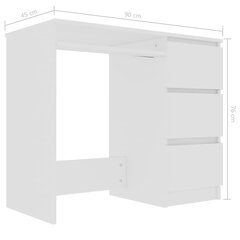 vidaXL Työpöytä valkoinen 90x45x76 cm lastulevy hinta ja tiedot | Tietokonepöydät ja työpöydät | hobbyhall.fi