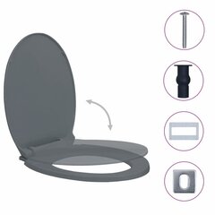 vidaXL WC-istuin pehmeästi sulkeutuva pikakiinnityksellä harmaa soikea hinta ja tiedot | WC-istuimen lisätarvikkeet | hobbyhall.fi
