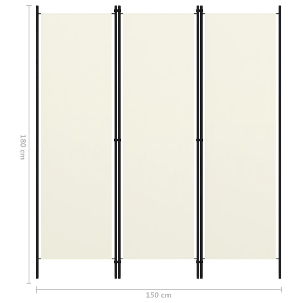 vidaXL 3-paneelinen tilanjakaja kermanvalkoinen 150x180 cm hinta ja tiedot | Sermit ja tilanjakajat | hobbyhall.fi