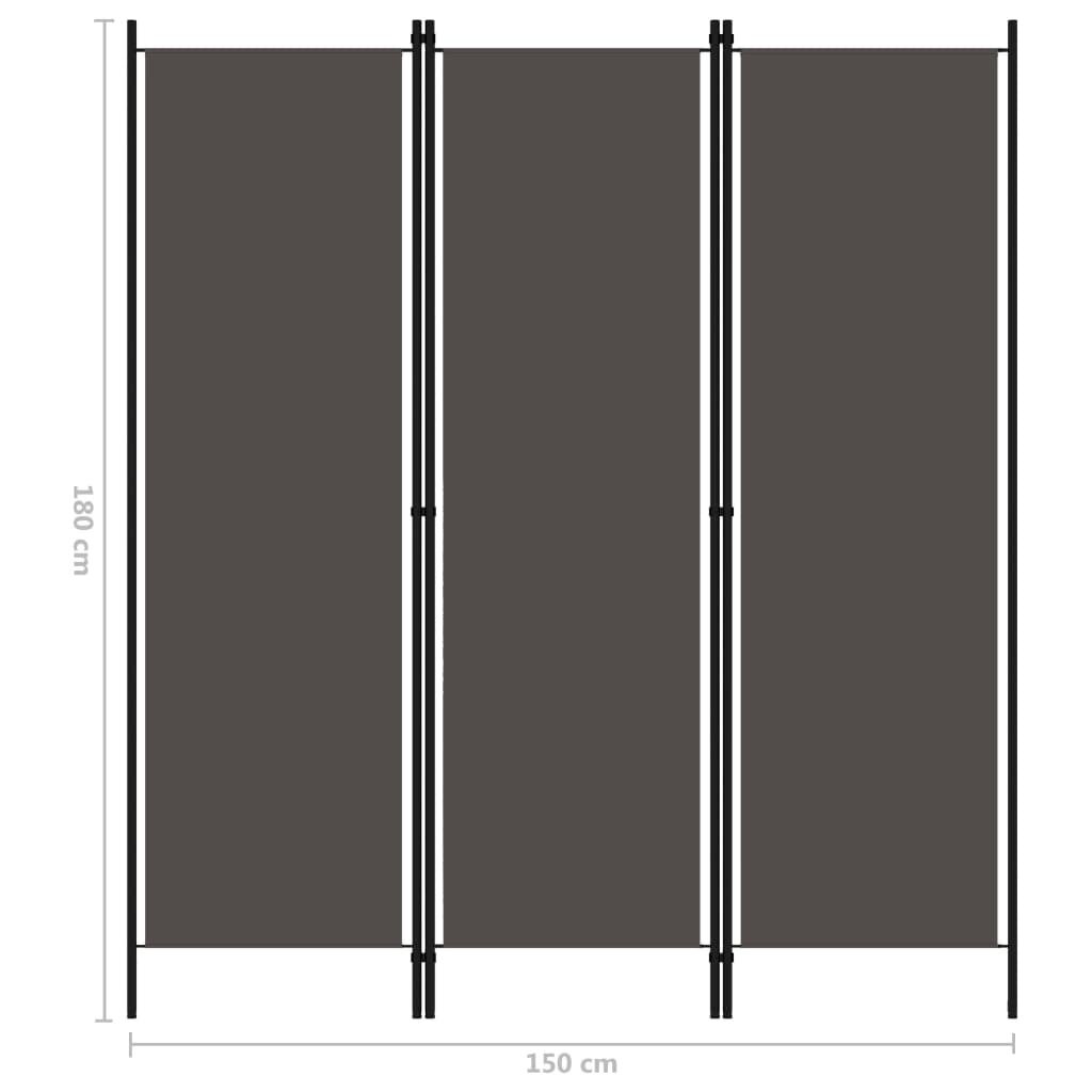 vidaXL 3-paneelinen tilanjakaja antrasiitti 150x180 cm hinta ja tiedot | Sermit ja tilanjakajat | hobbyhall.fi