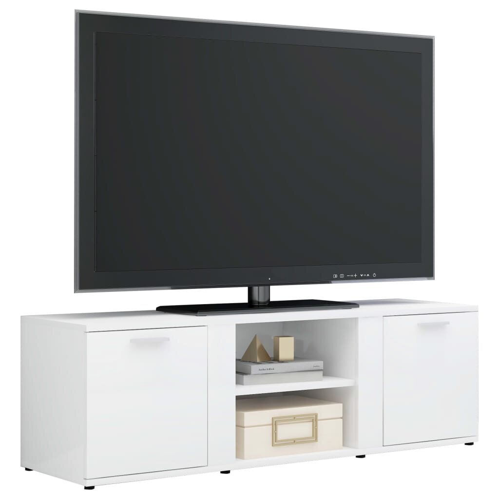 vidaXL TV-taso korkeakiilto valkoinen 120x34x37 cm lastulevy hinta ja tiedot | TV-tasot | hobbyhall.fi