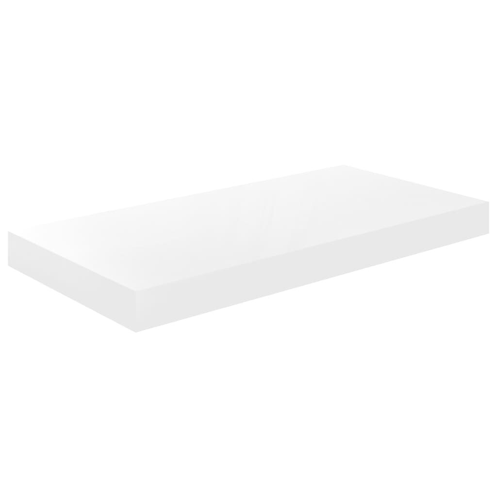 vidaXL Kelluva seinähylly korkeakiilto valkoinen 50x23x3,8 cm MDF hinta ja tiedot | Hyllyt | hobbyhall.fi