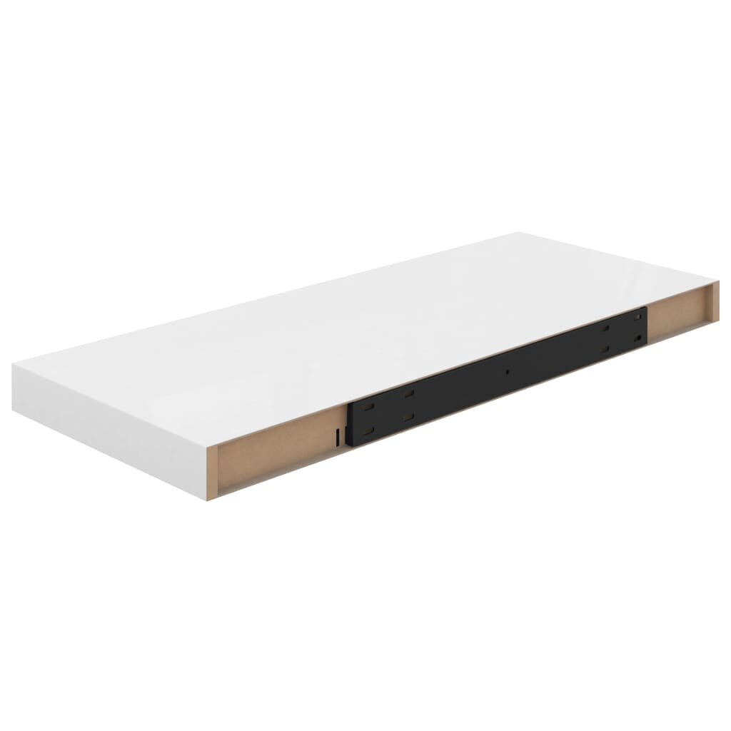 vidaXL Kelluva seinähylly korkeakiilto valkoinen 60x23,5x3,8 cm MDF hinta ja tiedot | Hyllyt | hobbyhall.fi