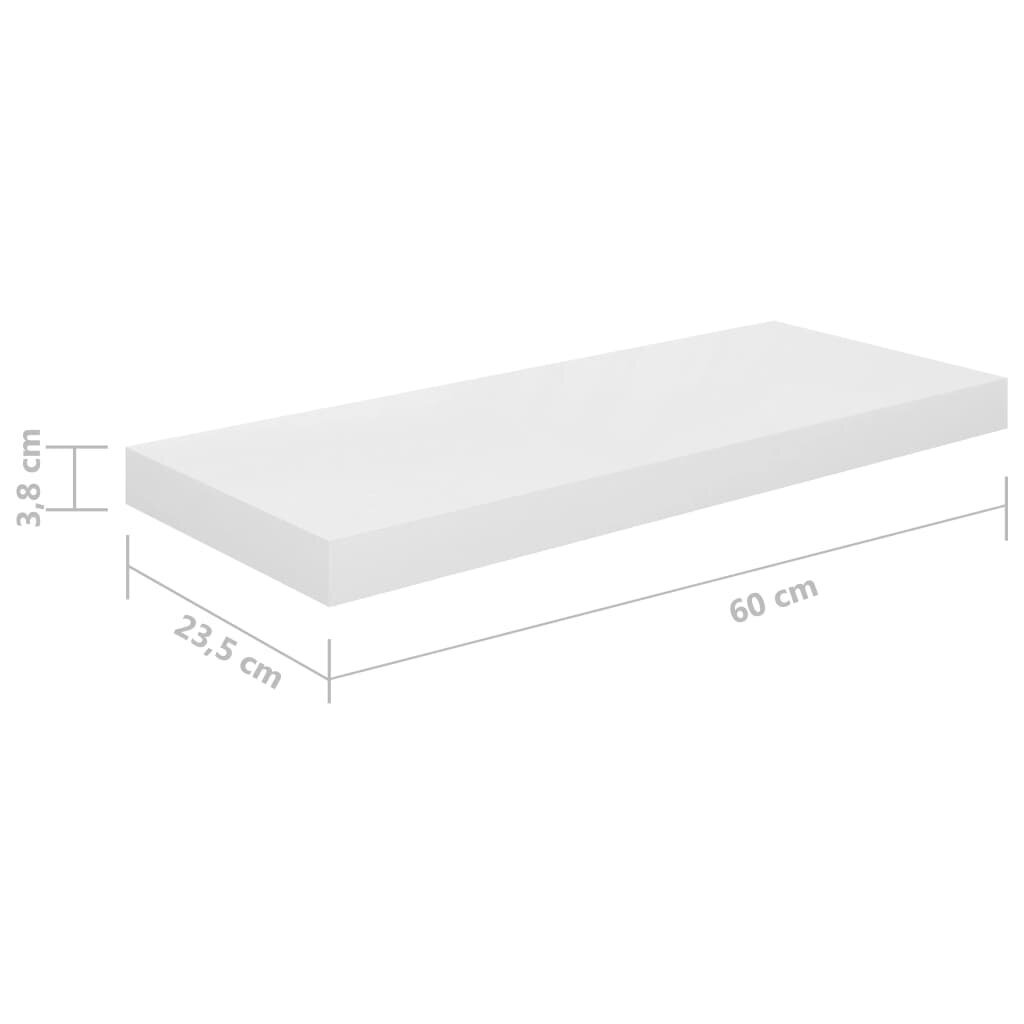 vidaXL Kelluva seinähylly korkeakiilto valkoinen 60x23,5x3,8 cm MDF hinta ja tiedot | Hyllyt | hobbyhall.fi