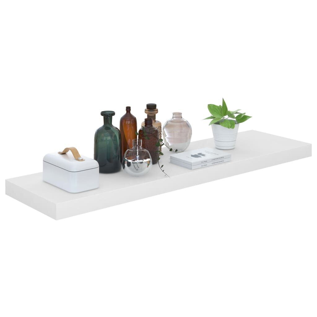 vidaXL Kelluva seinähylly korkeakiilto valkoinen 90x23,5x3,8 cm MDF hinta ja tiedot | Hyllyt | hobbyhall.fi