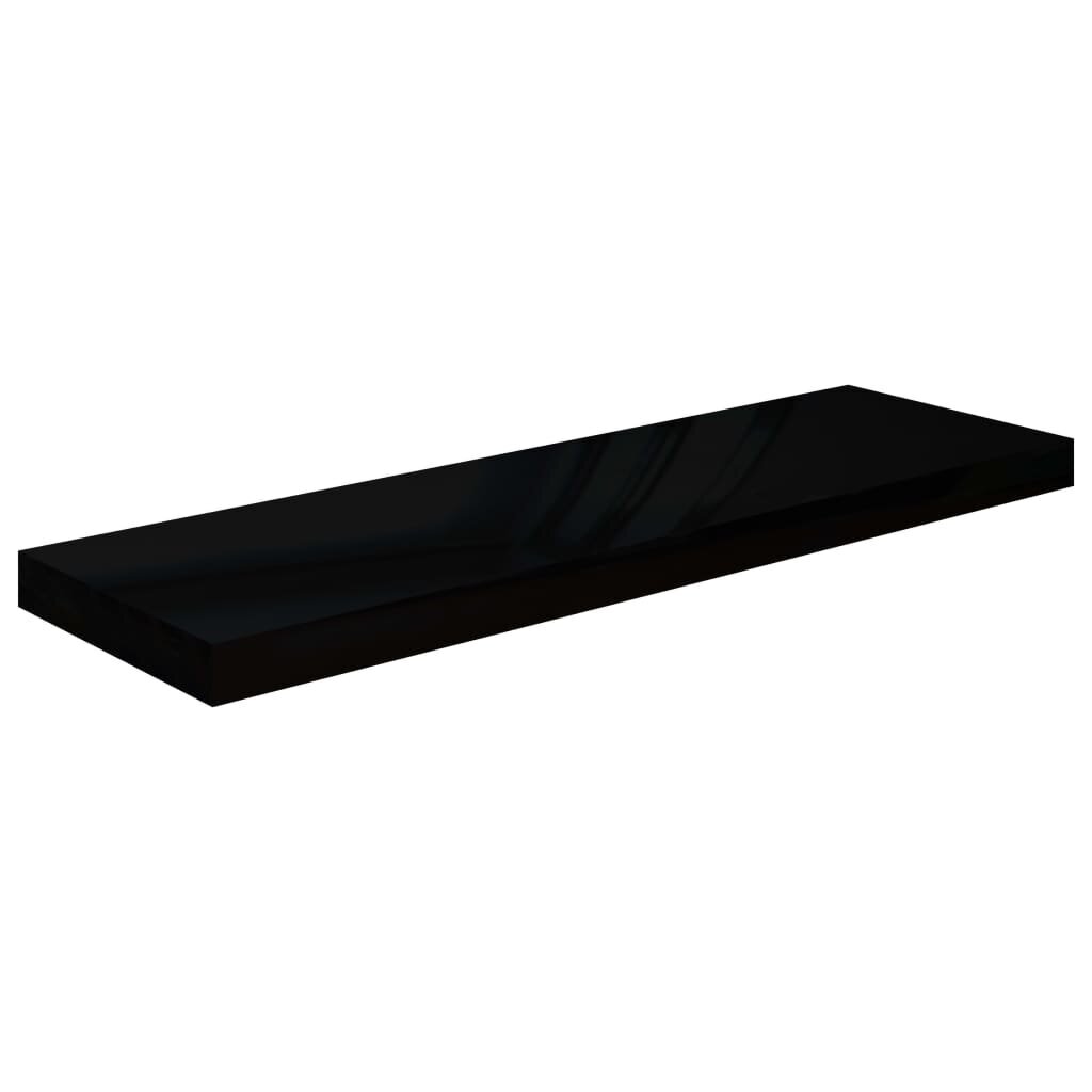 vidaXL Kelluva seinähylly korkeakiilto musta 80x23,5x3,8 cm MDF hinta ja tiedot | Hyllyt | hobbyhall.fi