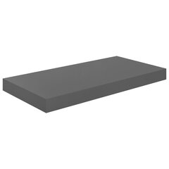 vidaXL Kelluva seinähylly korkeakiilto harmaa 50x23x3,8 cm MDF hinta ja tiedot | Hyllyt | hobbyhall.fi