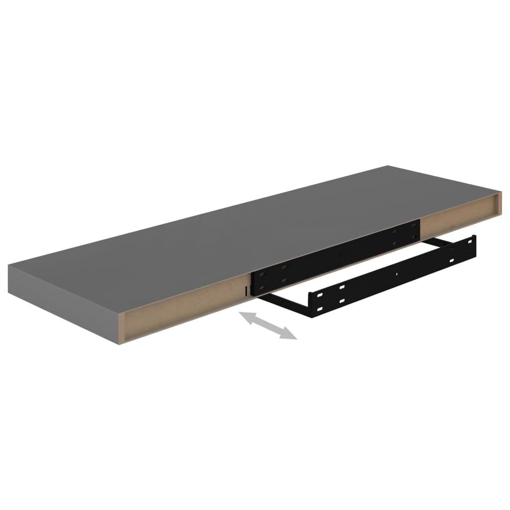 vidaXL Kelluvat seinähyllyt 2kpl korkeakiilto harmaa 80x23,5x3,8cm MDF hinta ja tiedot | Hyllyt | hobbyhall.fi