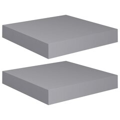 vidaXL Kelluvat seinähyllyt 2 kpl harmaa 23x23,5x3,8 cm MDF hinta ja tiedot | Hyllyt | hobbyhall.fi