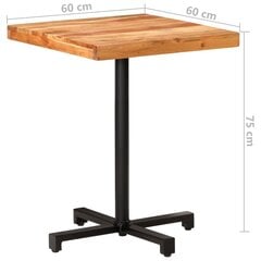 vidaXL Bistropöytä neliö 60x60x75 cm täysi akaasiapuu hinta ja tiedot | Ruokapöydät | hobbyhall.fi