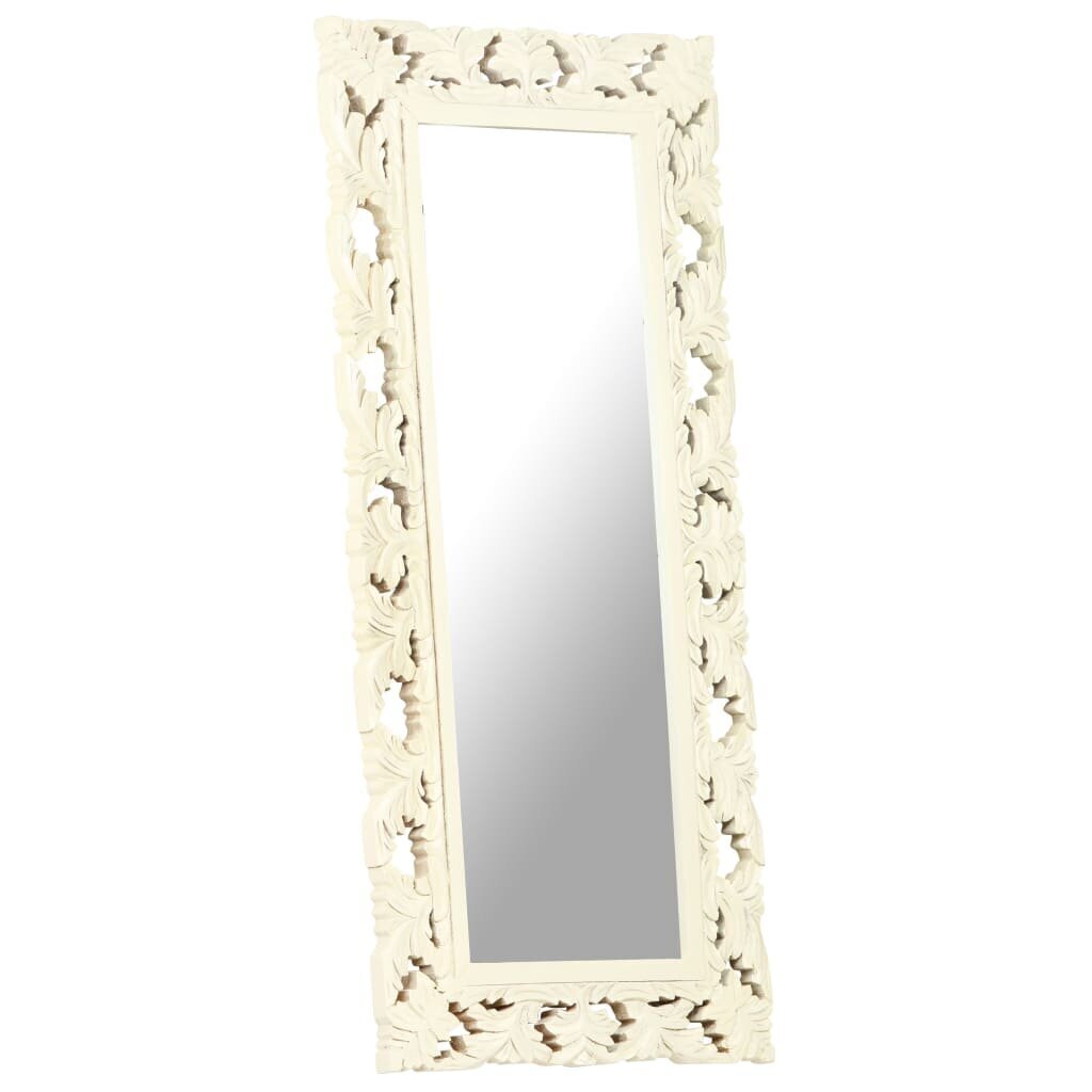 vidaXL Käsinveistetty peili valkoinen 110x50 cm täysi mangopuu hinta ja tiedot | Peilit | hobbyhall.fi