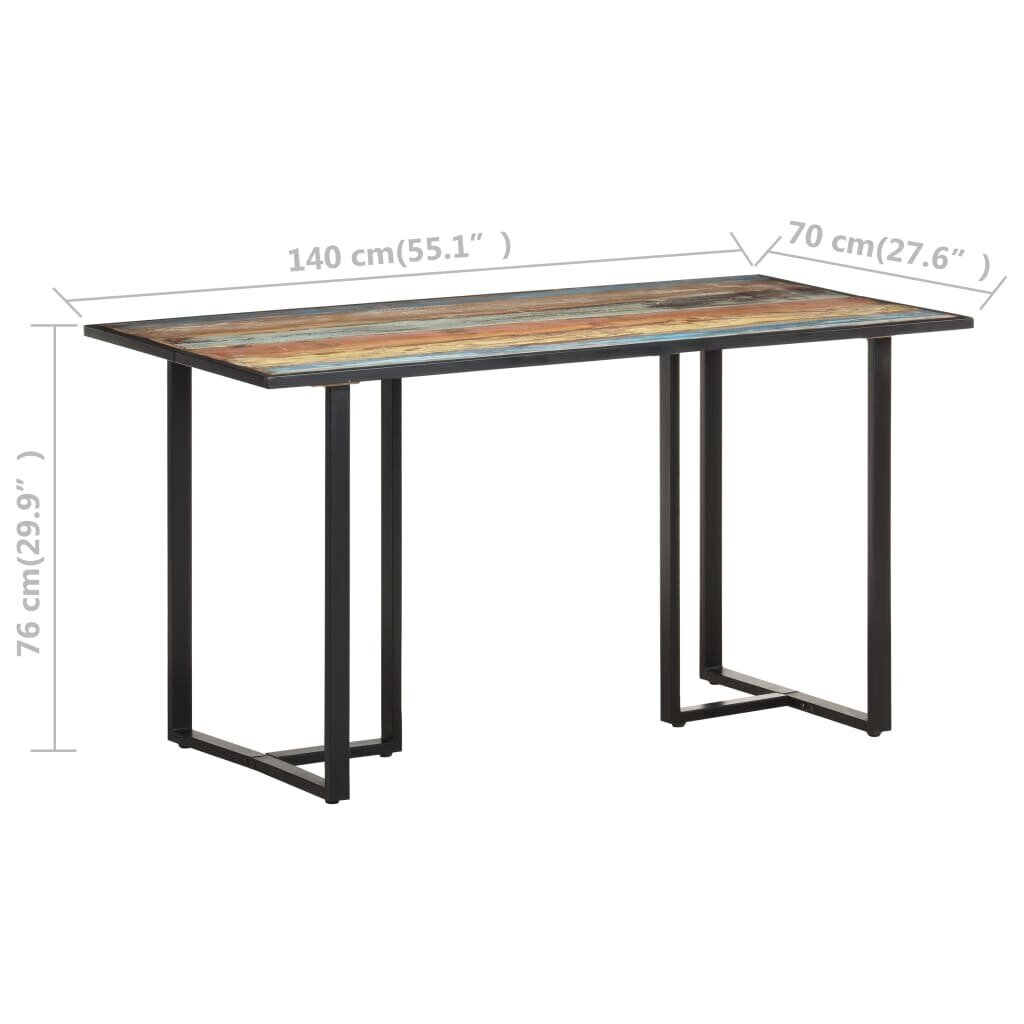 vidaXL Ruokapöytä 140 cm kierrätetty täyspuu hinta ja tiedot | Ruokapöydät | hobbyhall.fi