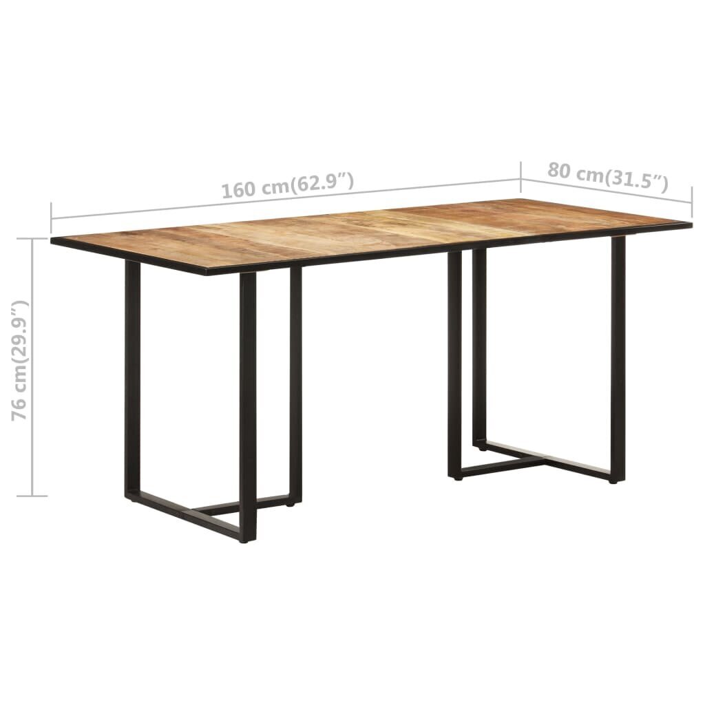 vidaXL Ruokapöytä 160 cm karkea mangopuu hinta ja tiedot | Ruokapöydät | hobbyhall.fi