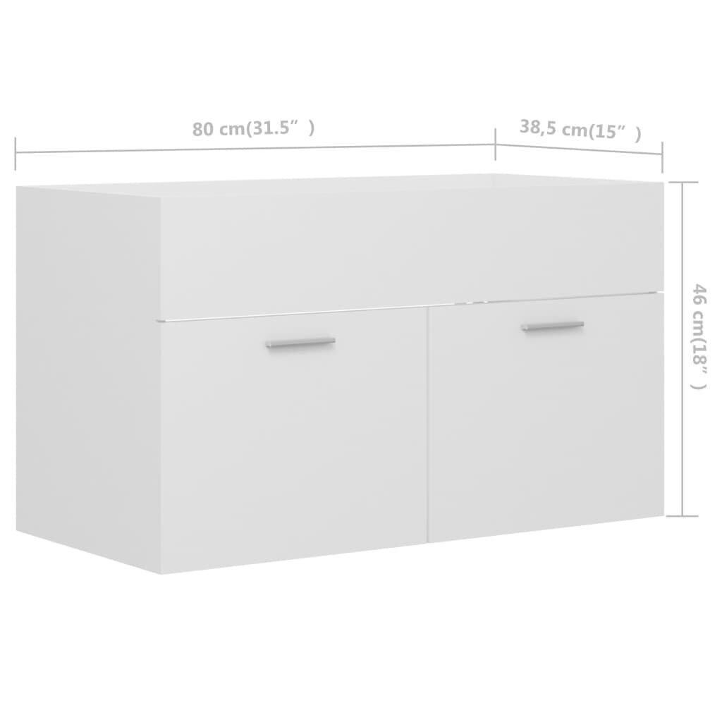 vidaXL Allaskaappi valkoinen 80x38,5x46 cm lastulevy hinta ja tiedot | Kylpyhuonekaapit | hobbyhall.fi