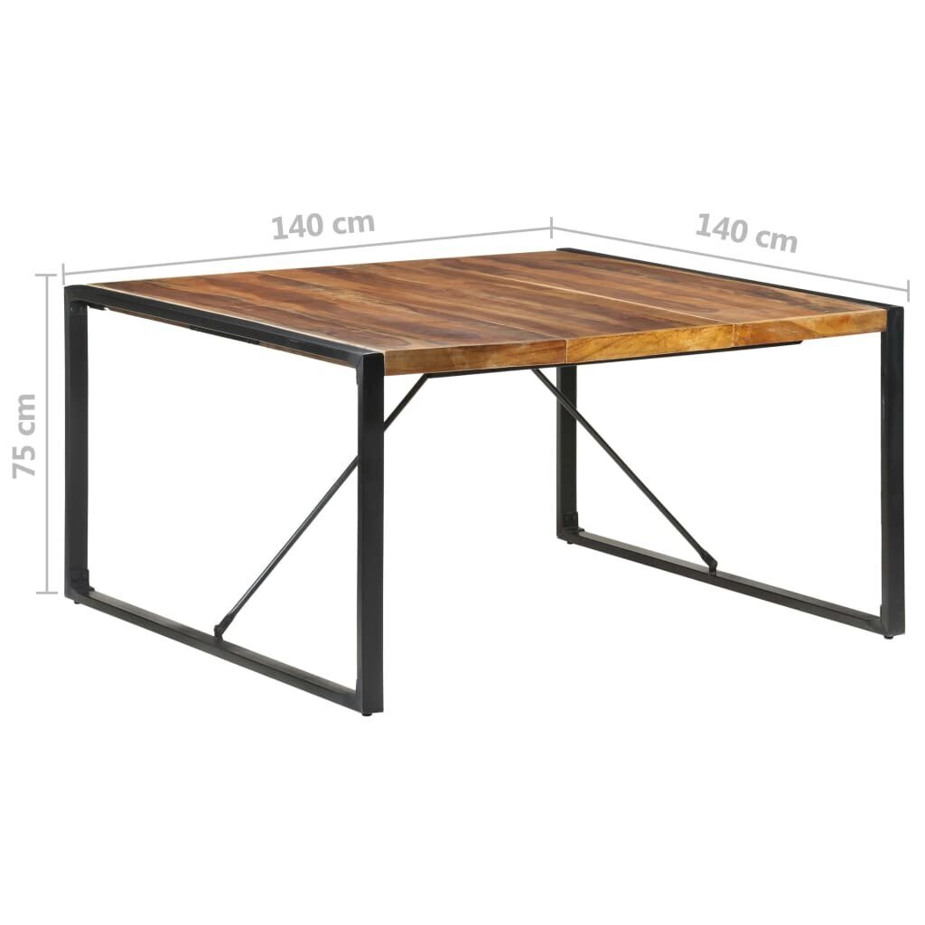 vidaXL Ruokapöytä 140x140x75 cm täysi puu seesamviimeistelyllä hinta ja tiedot | Ruokapöydät | hobbyhall.fi