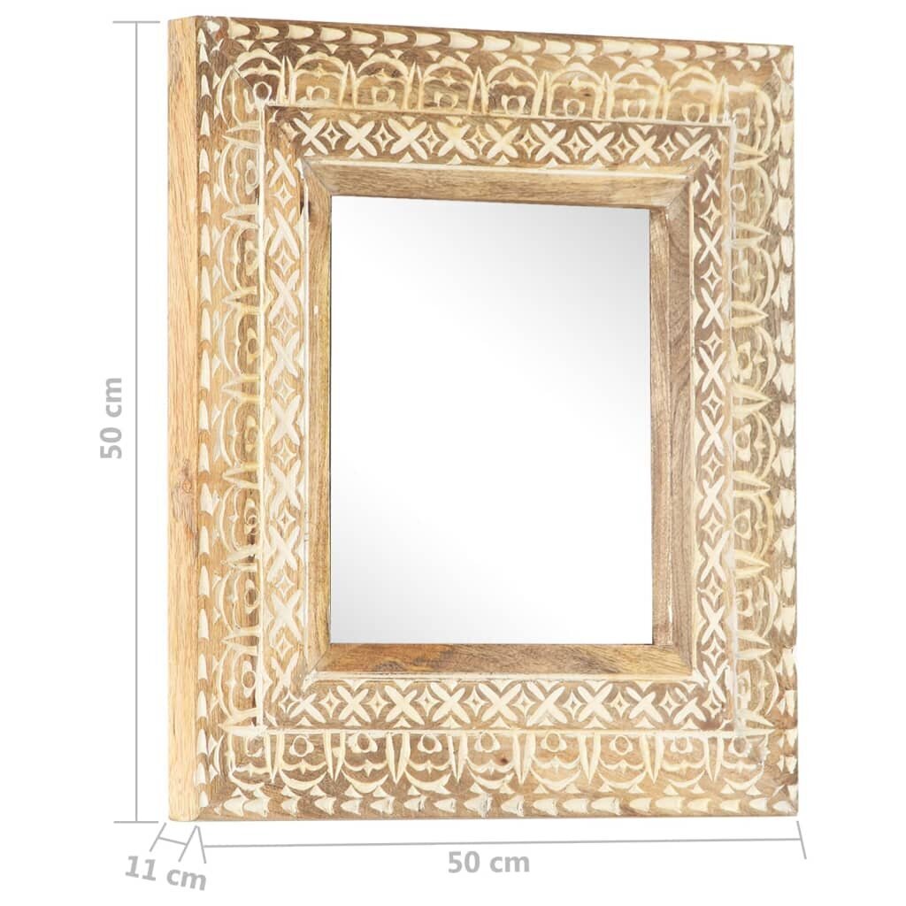 vidaXL Käsinveistetty peili 50x50x2,6 cm täysi mangopuu hinta ja tiedot | Peilit | hobbyhall.fi