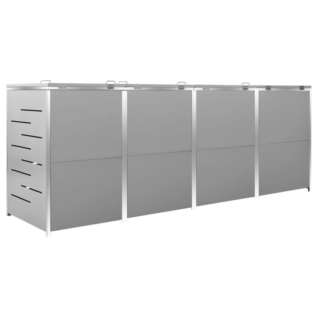 vidaXL Neljän roska-astian vaja 276,5x77,5x112,5 cm ruostumaton teräs hinta ja tiedot | Piharakennukset | hobbyhall.fi