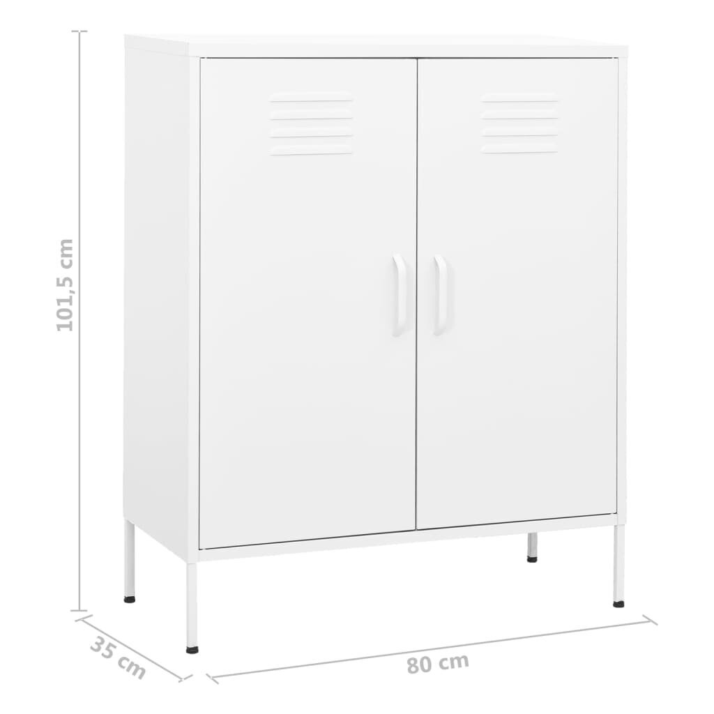 vidaXL Varastokaappi valkoinen 80x35x101,5 cm teräs hinta ja tiedot | Olohuoneen kaapit ja lipastot | hobbyhall.fi