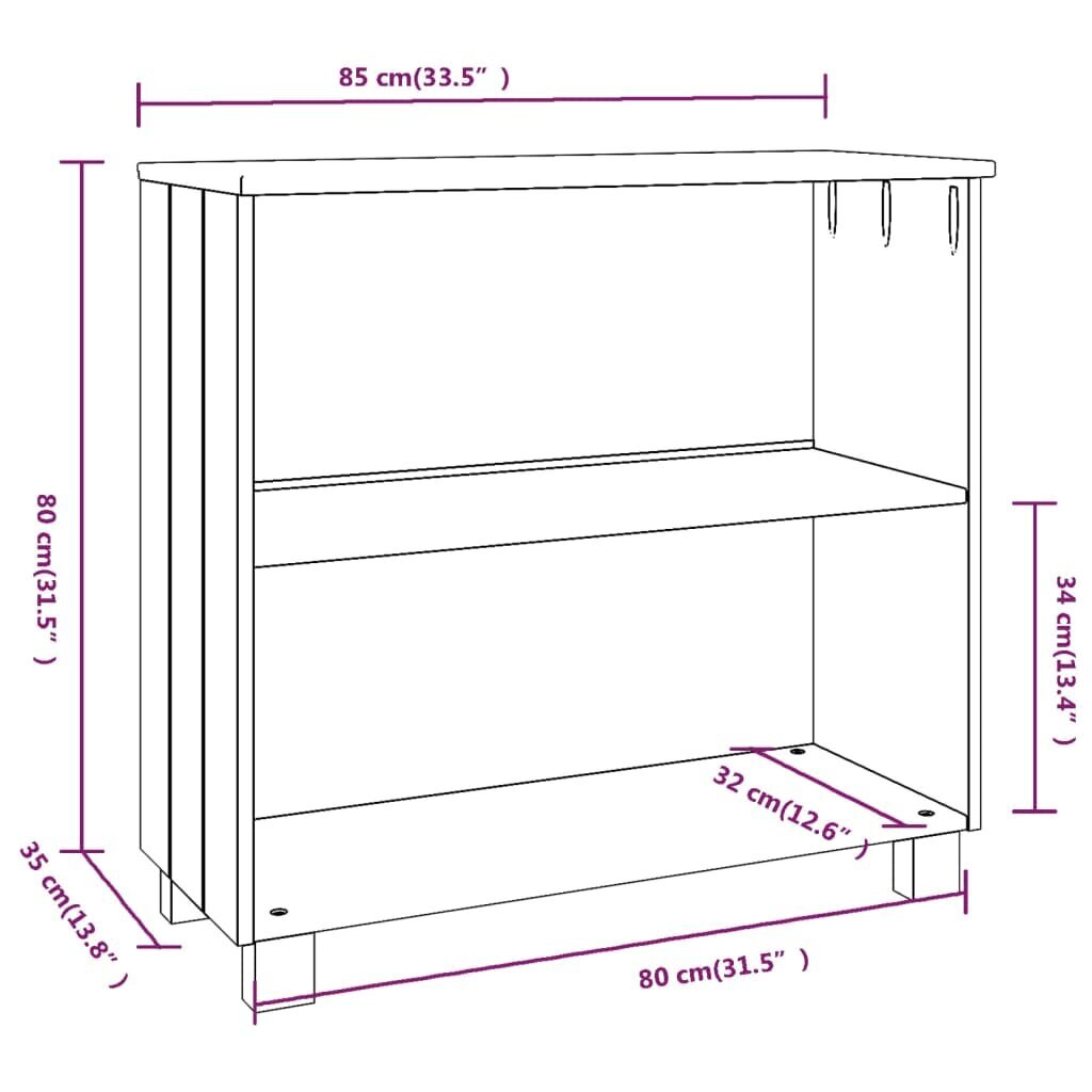 vidaXL Sivupöytä HAMAR valkoinen 85x35x80 cm täysi mänty hinta ja tiedot | Olohuoneen kaapit ja lipastot | hobbyhall.fi