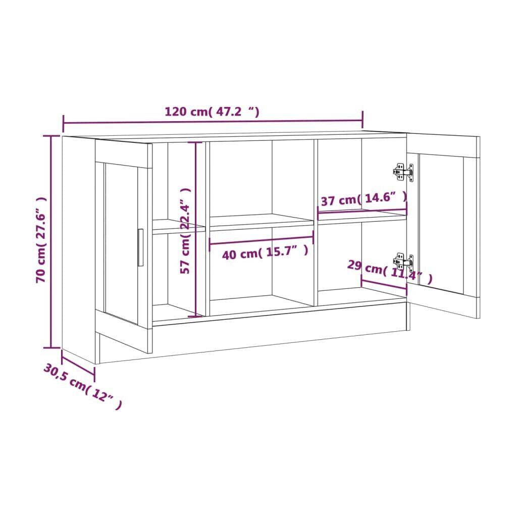 vidaXL Senkki ruskea tammi 120x30,5x70 cm tekninen puu hinta ja tiedot | Olohuoneen kaapit ja lipastot | hobbyhall.fi