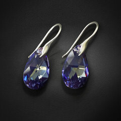 Hopeiset korvakorut „Baroque III (Tanzanite AB)“ Swarovskin kristalleilla hinta ja tiedot | Korvakorut | hobbyhall.fi