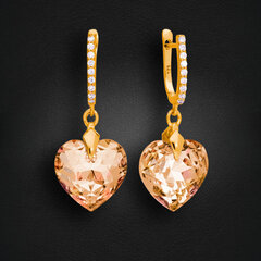 Hopeiset korvakorut „Romantic Heart III (Colorado Topaz)“ Swarovskin kristalleilla hinta ja tiedot | Korvakorut | hobbyhall.fi